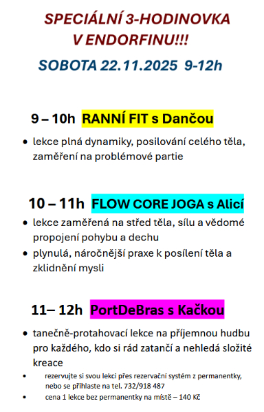 Speciální 3-hodinovka v Endorfinu!!!