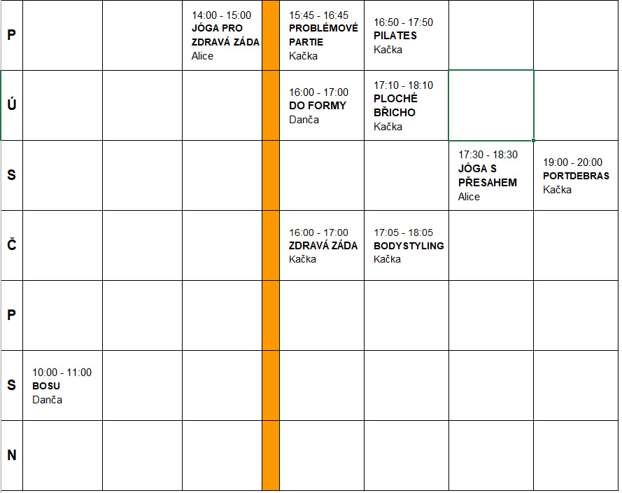 Rozvrh od října 2025